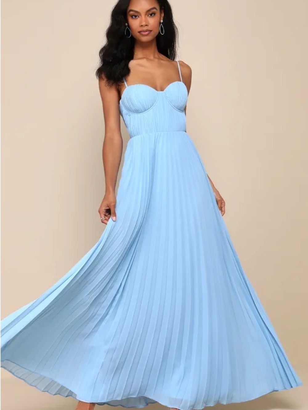 Lulus • Powder Blue Pleated Maxi Dress